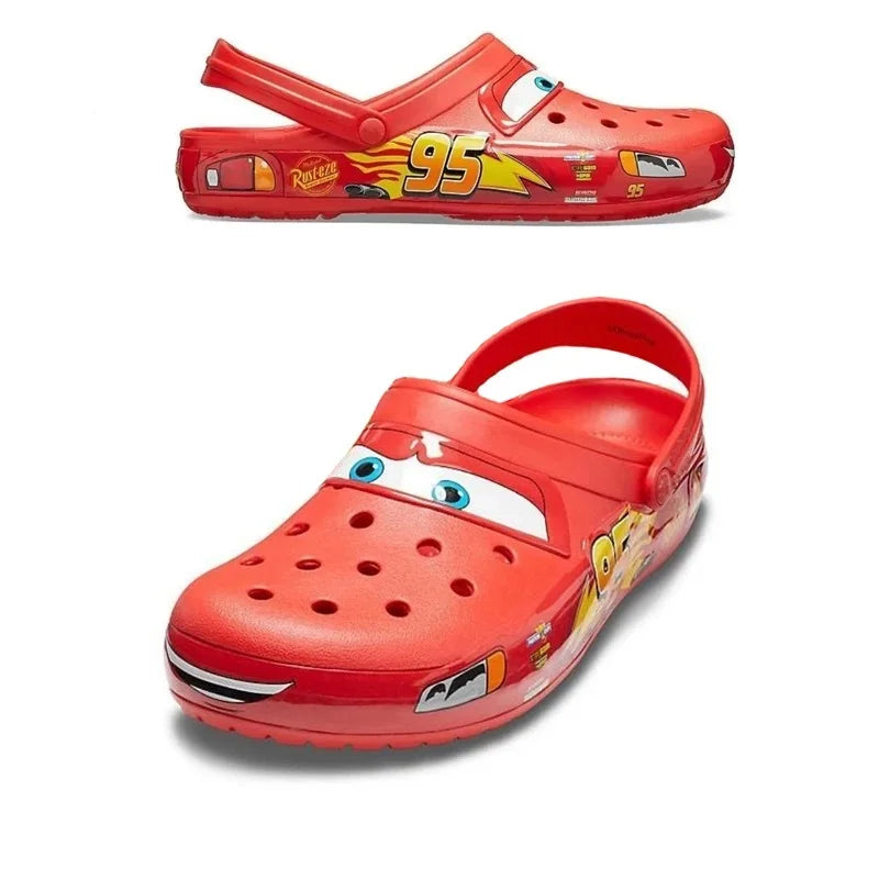 Disney Lightninged Mcqueens Pixar Cartoon Solid Waterproof Slippers Outdoor Sandals Casual Breathable Ankle-wrap Eva Shoes Gift