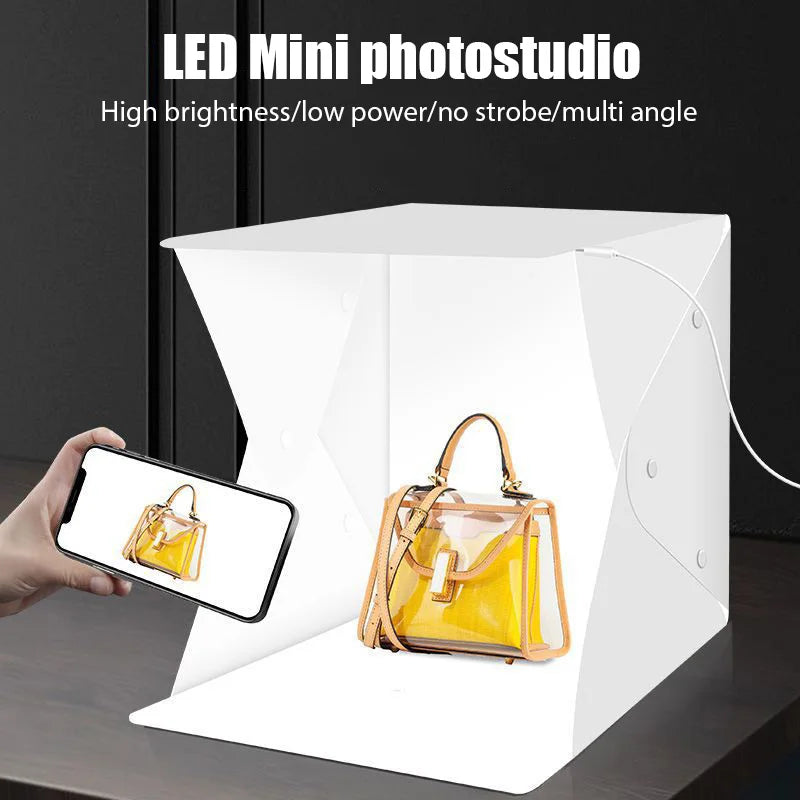 Folding Lightbox 23*22*24cm Portable Photography Photo Studio Tent LED Softbox Background Kit USB Mini Light Box For DSLR Camera