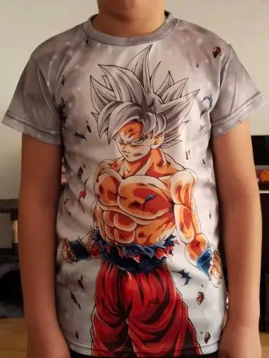 Aby Boys Girls T-shirts Kids Cartoon Anime Graphic Print 3D Goku Short Sleeve T Shirt Tops Tees Children Clothes