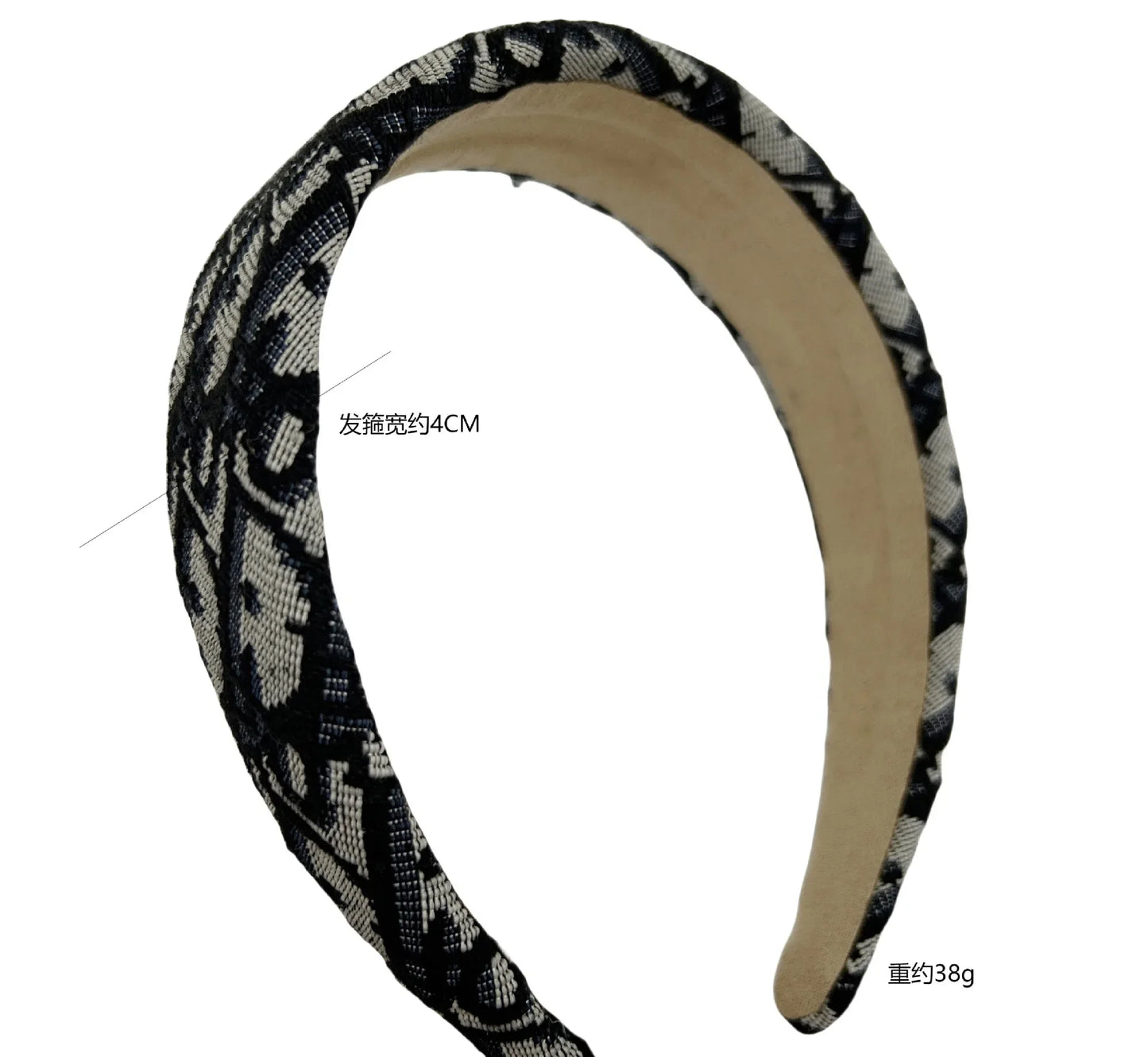 Premium wide-brimmed headband D letter sponge high cranial top headband presbyopia retro embroidery head hole hair accessories