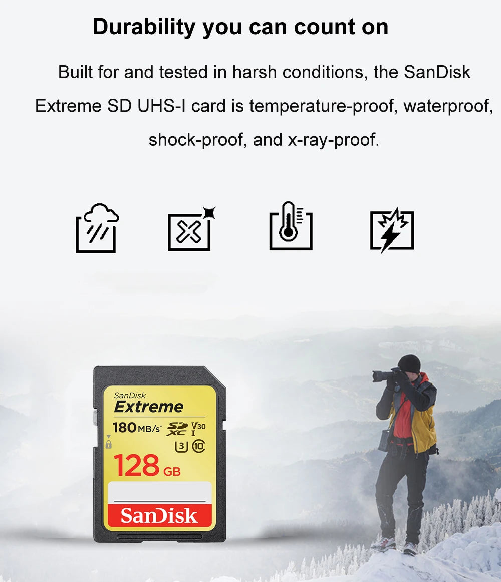 SanDisk SD Card for Camera 100M-200M/s 256GB 128GB 64GB 32GB Memory Card U3 U1 4K Flash Card for Camera Flash Card SDXC SDHC