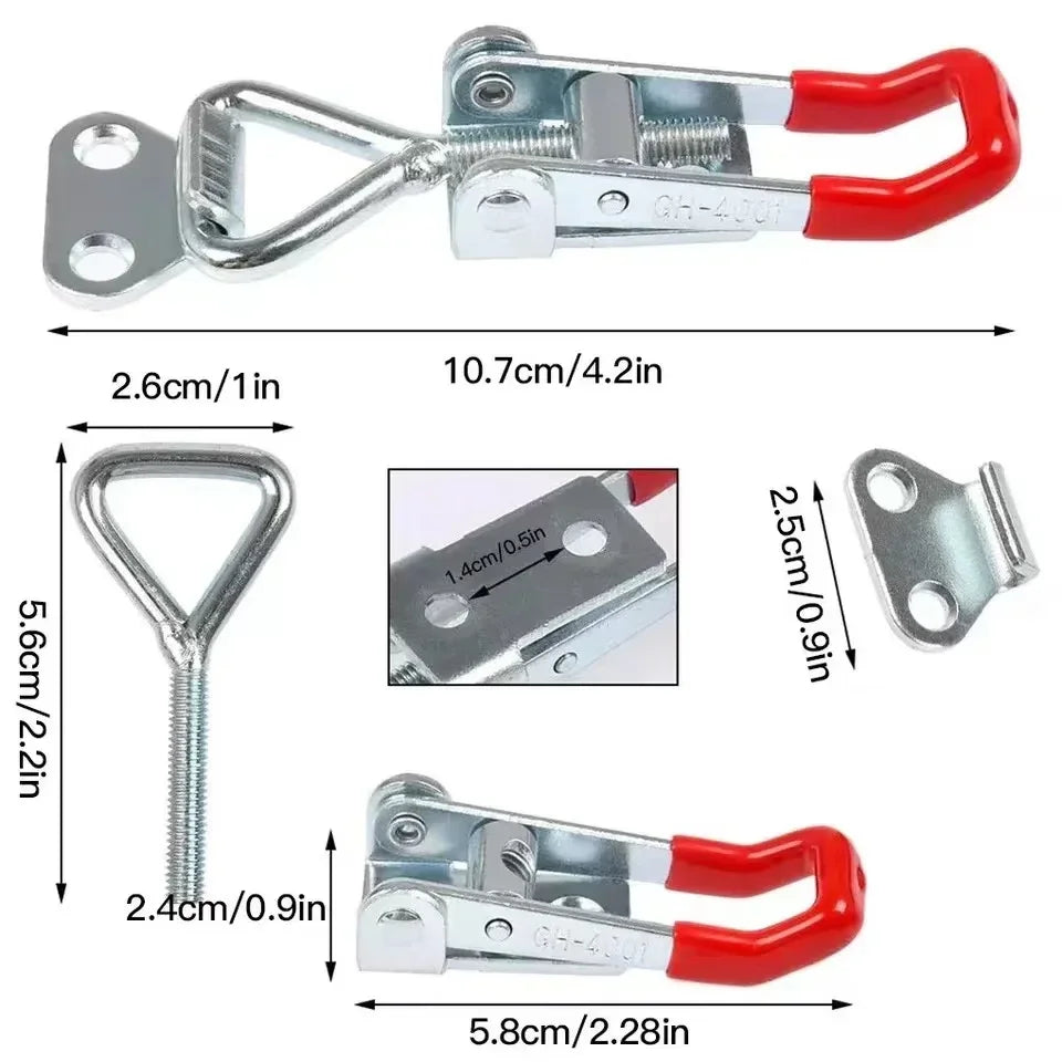 8PCS Iron Galvanized/Stainless Steel Adjustable Toggle Clamp Catch Clasp Quick Release Clamp Anti-Slip Push Pull Toggle Clamp