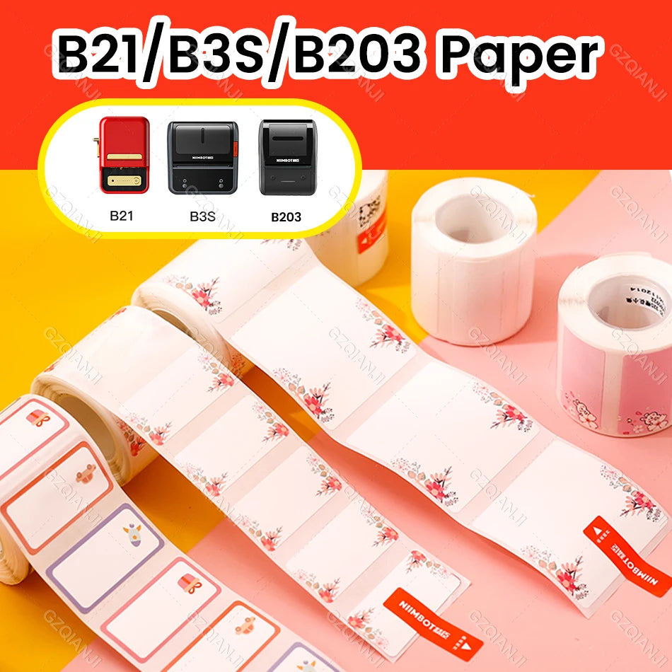 NIIMBOT B21 B3S B203 Label Pasting Lovely Color Label Machine Printing Paper Three Anti Thermal Label Paper Self-adhesive Color