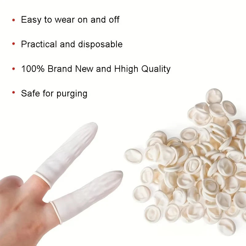 20/100pcs Disposable Anti Static Rubber Latex Finger Cots Eyebrow Extension Gloves Practical Off Tool Accessories