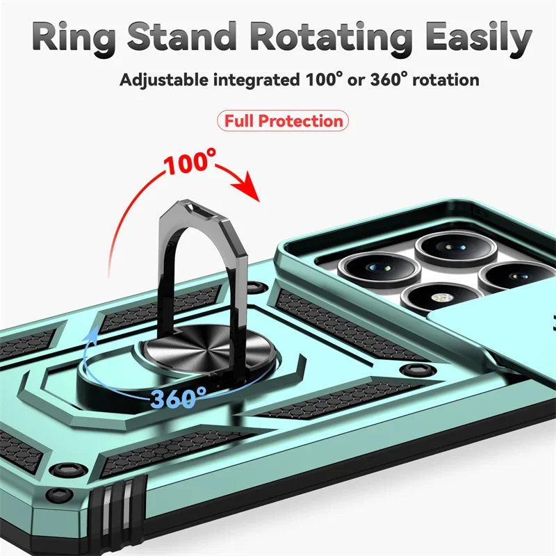 For Xiaomi 14T 13T Pro Case Ring Stand Car Magnetic Holder Phone Cover for Redmi 14C Case Shockproof Lens Protection Funda
