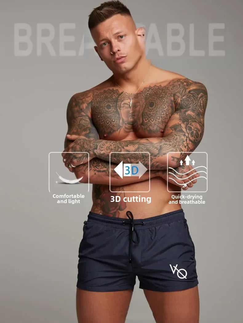 Cross-border new summer export sweat-absorbent quick-drying sports pants fitness running slim shorts men's three-point shorts