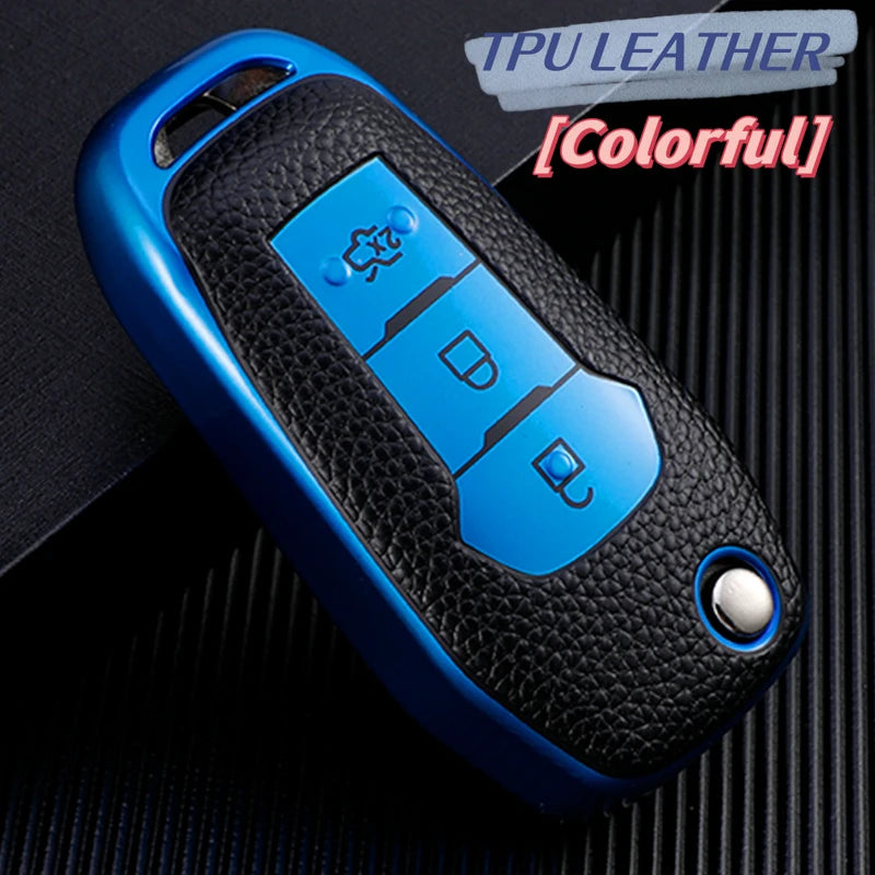 Leather TPU Car Remote Key Case Cover For Ford Figo 2017 Mondeo 5 Ecosport Fiesta Mk8 Everest Ranger Fusion Kuga Escort F150
