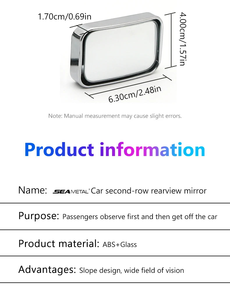 SEAMETAL Car Rearview Mirror Auxiliary Blind Spot Wide-angle Mirror Adjustable Mirror Exit The Car Auxiliary Observation Mirror
