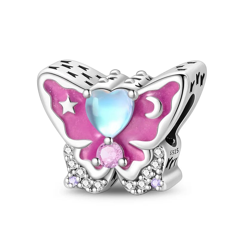925 Sterling Silver Princess Powder Series Exquisite Daily Bow Sweet Charms Beads Fit Pan Original Bracelets DIY Jewelry
