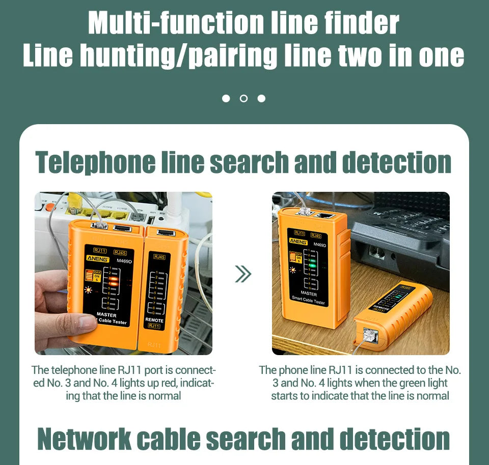 ANENG M469D Cable lan tester Network Cable Tester RJ45 RJ11 RJ12 CAT5 UTP LAN Cable Tester Networking Tool Network Repair