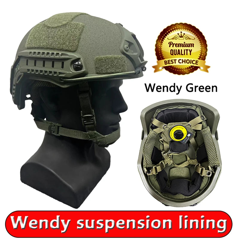 Tactical Ballistic ACH High Cut Helmet Kevlar High Quality Safety Helmet FAST NIJ IIIA Wendy's Suspension Liner Ballistic Helmet