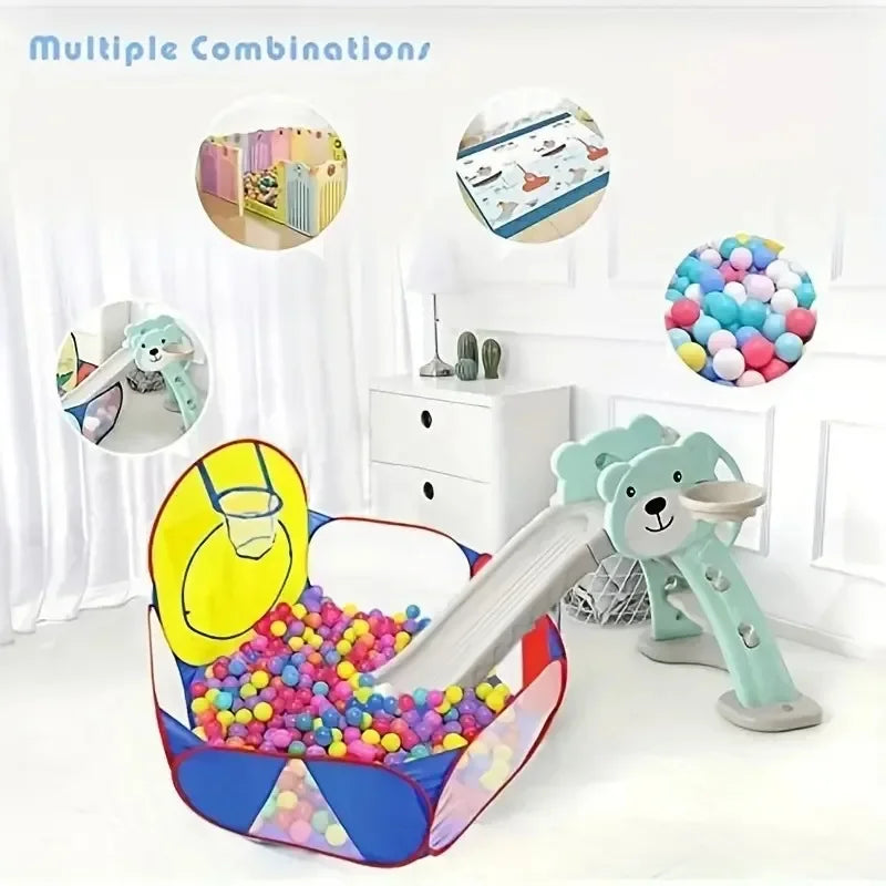 Kids Ball Pit Pop Up Childrens Ball Pits Tent for Toddlers Playhouse Baby Crawl Playpen with Basketball Hoop Zipper Storage Bag