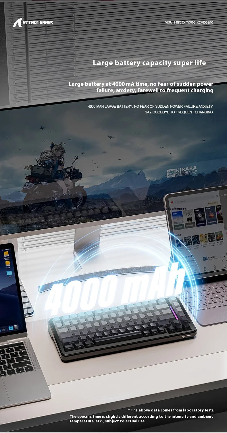 Attack Shark M86rgb Three-Mode Wireless Bluetooth Hot Plug Engraving Mechanical Keyboard Blueberry Axis Surprise Gift