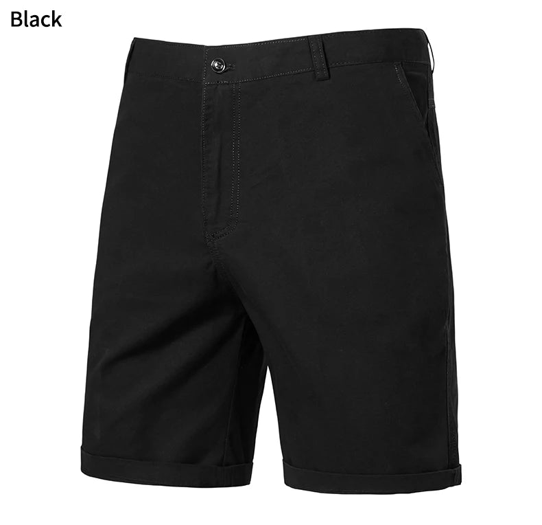 8 Colors Mens Cotton Casual Shorts Summer Business Casual Knee Pants Classic Khaki American Style Streetwear Golf Shorts Beige