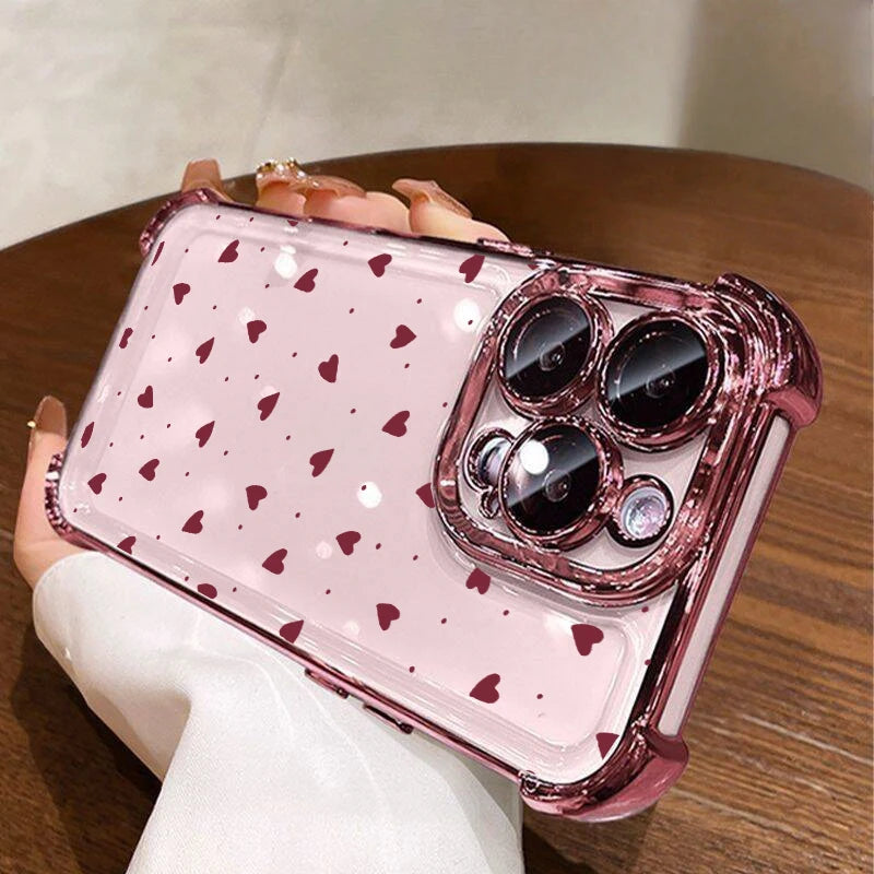 Cute Love Heart Electroplated Airbag Case For Realme 15 14 Pro Plus 15T 5G C53 C51 C85 C55 C15 C20 C35 C33 12 13 9 Pro Plus GT 7