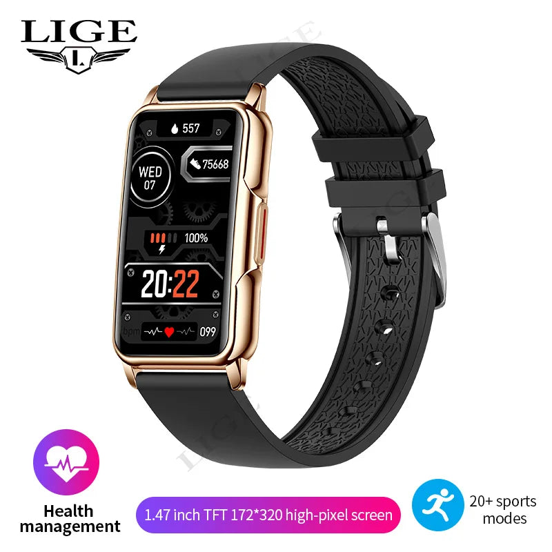 LIGE New Fashion Smart Watch Ladies Message Push Blood Pressure DIY Custom Dial Sports Bracelet Waterproof Men Smartwatch Women
