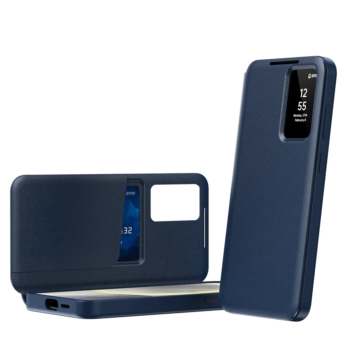 Smart Window View Leather Flip Case for Samsung Galaxy S26 S25 S24 S23 Ultra Plus No-flip Answering Card Holder Slot Book Cover
