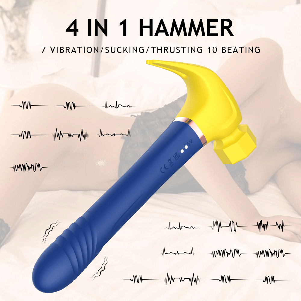 Hammer Vibrator Multifunctional Sex Machine G Spot Stimulation Telescopic Dildo Vaginal Massage Clit Sucking Female Masturbator