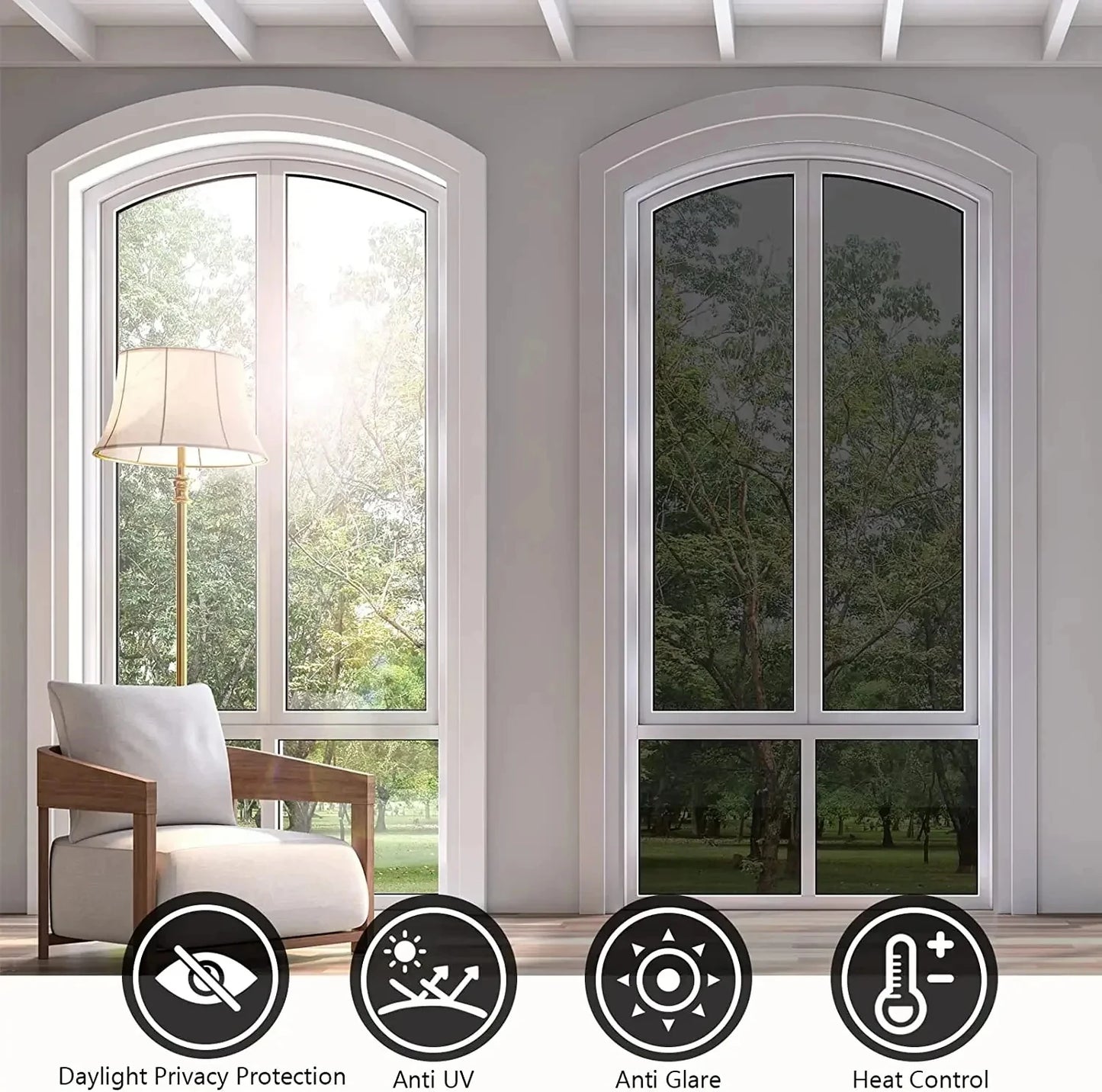 House Anti Look Window Privacy Film Adhesive Vinyl Mirror Foil One Way Car Glass Screen Tint Stickers Rolls UV Protection Tools