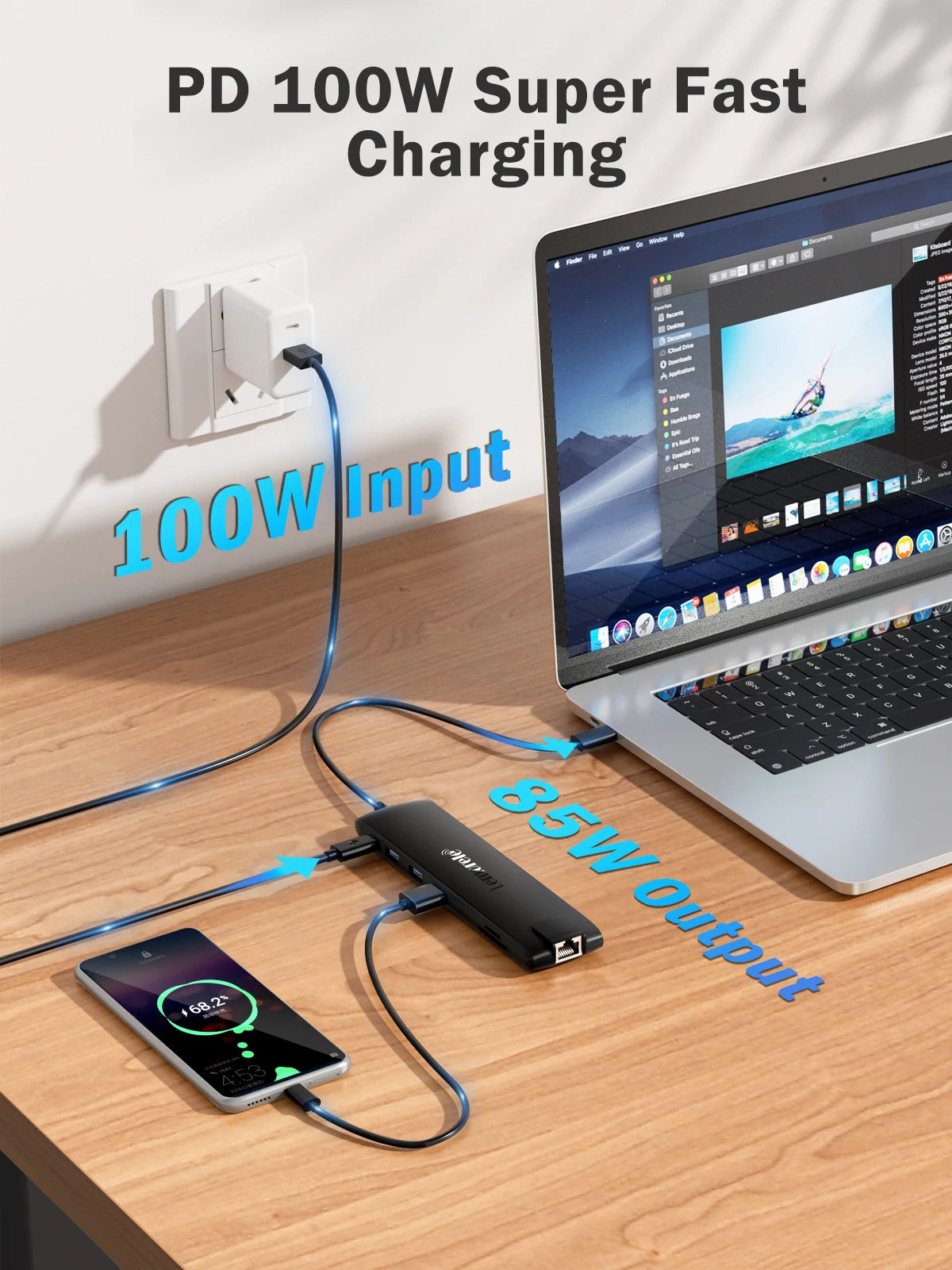 Lemorele 4K USB Hub USB C to Dual HDMI VGA Gigabit Docking Station USB 3.0 VGA Adapter SD Card Readers  for Windows MacBook Air