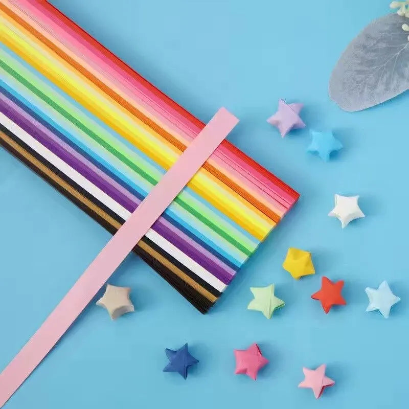 540 Sheets Origami Stars Paper Strips 27 Colors Folding Paper Colorful Double Sided Lucky Star Origami DIY Hand Arts Make Gifts