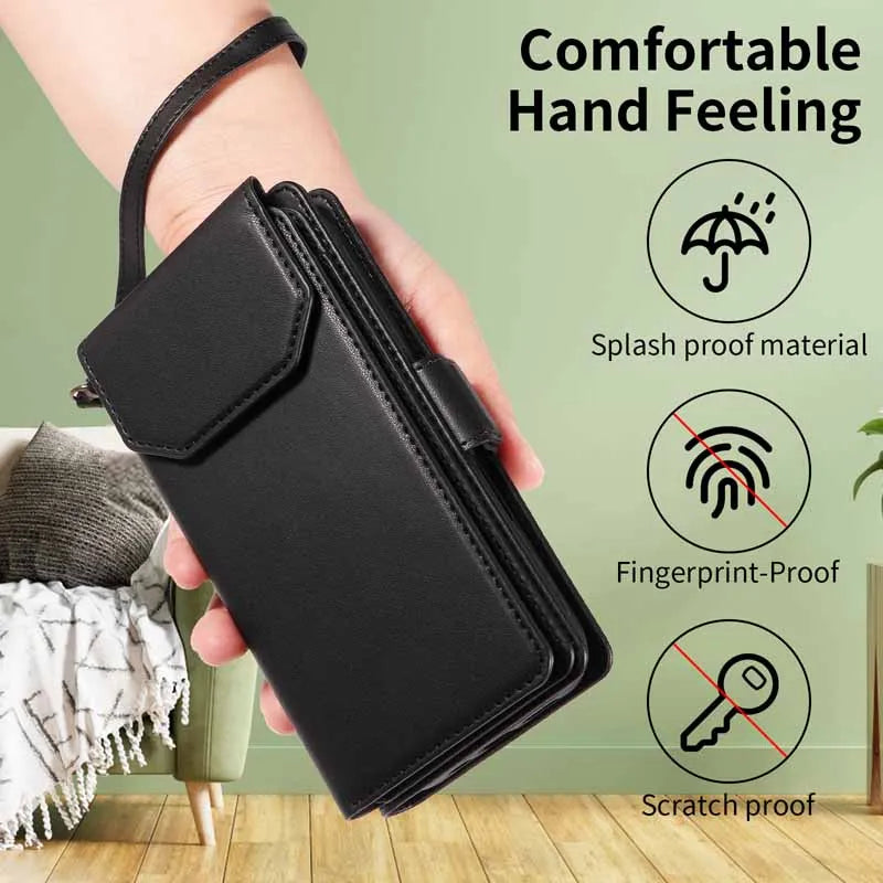Leather Case For Samsung Galaxy S25 Ultra S24 S23 S22 S21 FE S20 S10 Plus Note 10 8 9 20 Edge Flip Wallet Multi-card Phone Cover