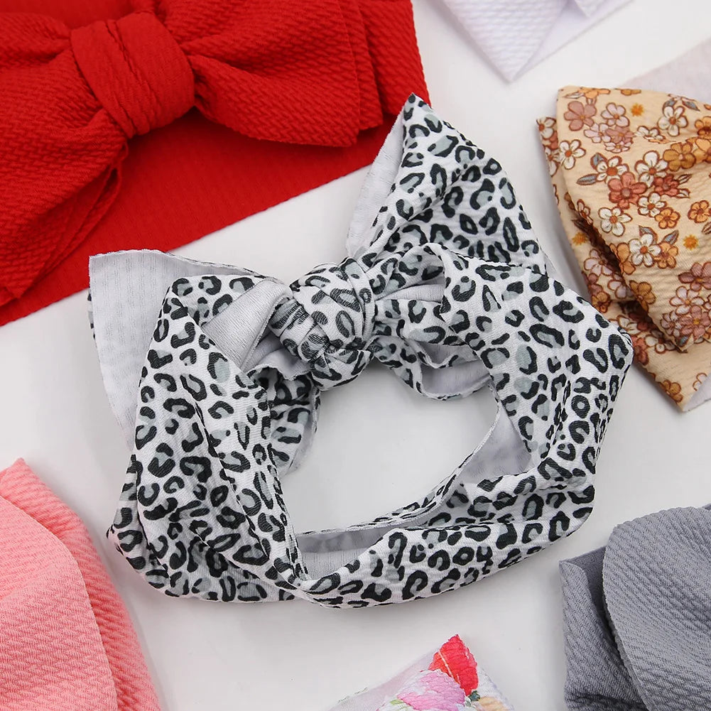 2Pcs/Set Lepoard Flower Pirnt Bullet Baby Headbands Fabric Dot Rainbow Girls Hairbands Infant Boys Turban Headwraps Kid Headwear