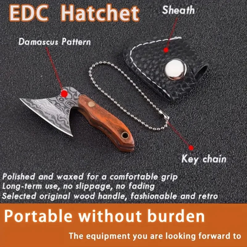 Mini Stainless Steel Small Axe Portable Key Chain, Small Kitchen Knife Disassembly ECD Gift Key Pendant Decoration, Outdoor Tool