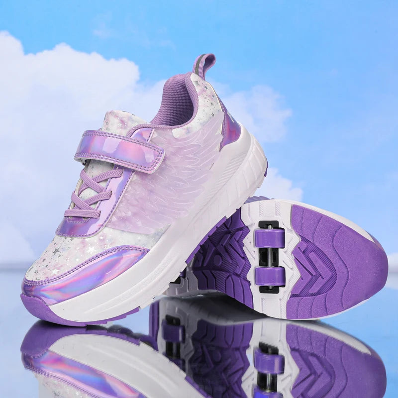 Kids Roller Skate Shoes Snickers With 4-Wheels Children Rollerskates Fashion Outdoor Sports Shoes Girls Boys Gifts