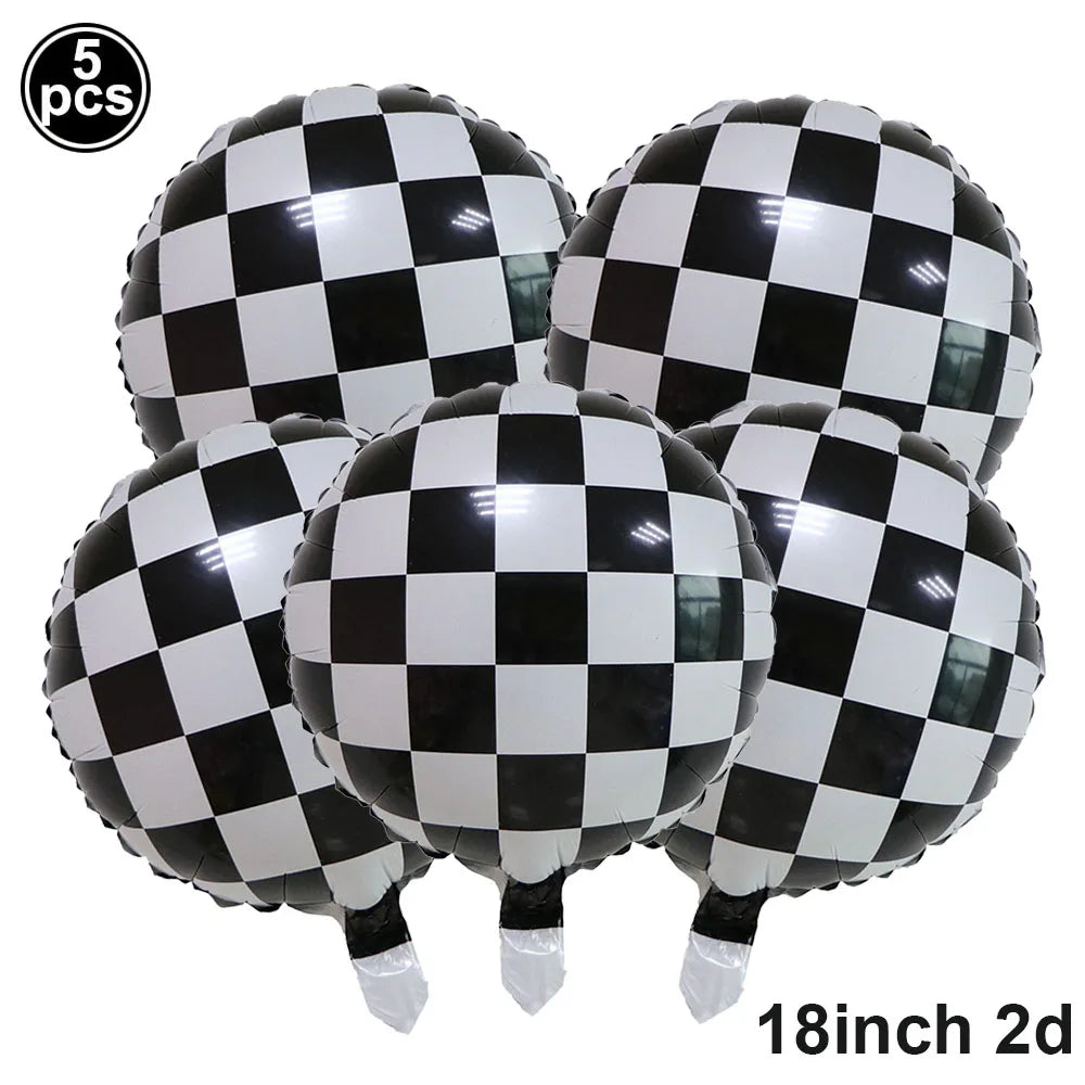 Traffic Cones and Racing Checkered Flags Black White Flags Kids Racing Theme Decorations for Race Car Birthday Party Supplies