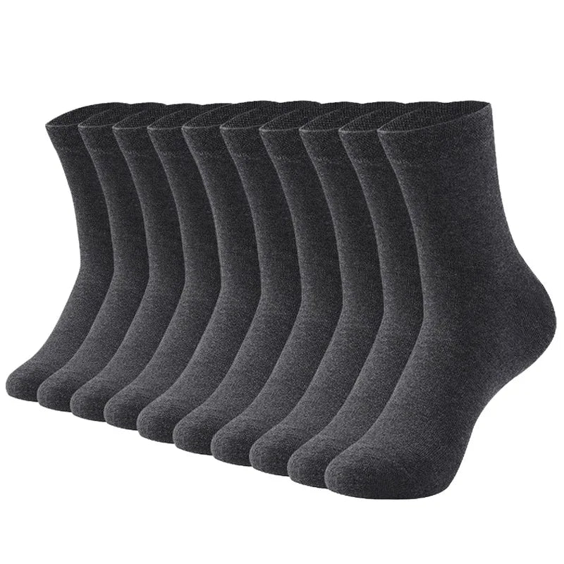 HSS 10Pairs Men‘s Socks Cotton Casual Business Middle Black Breathable Male Crew Socks Summer Winter Dress Gifts Socks Size38-45