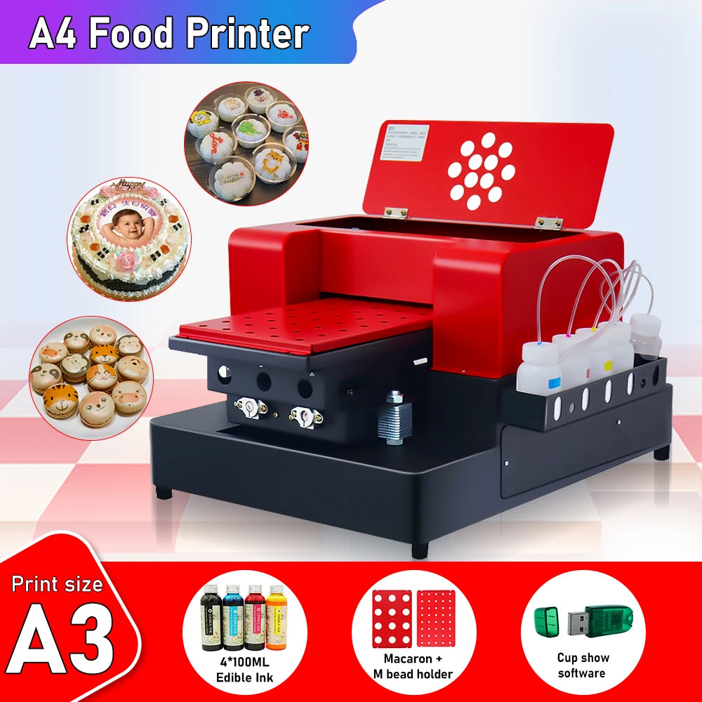 A4 food printer for edible candy sugar paper coffee Cake Printer for Fondant Macaron cake printing machine with edible ink