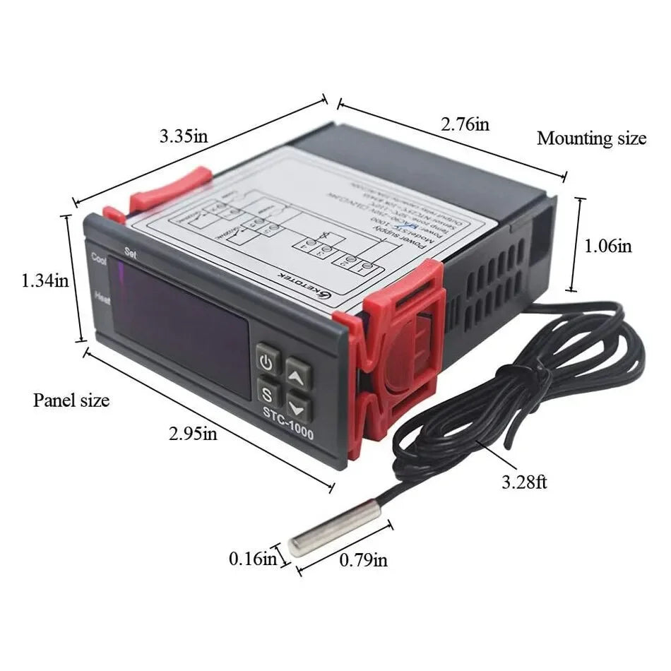 STC-1000 Digital LED Temperature Controller Centigrade Thermostat Heating Cooling 2 Relays Output NTC Sensor Probe AC 110-220v
