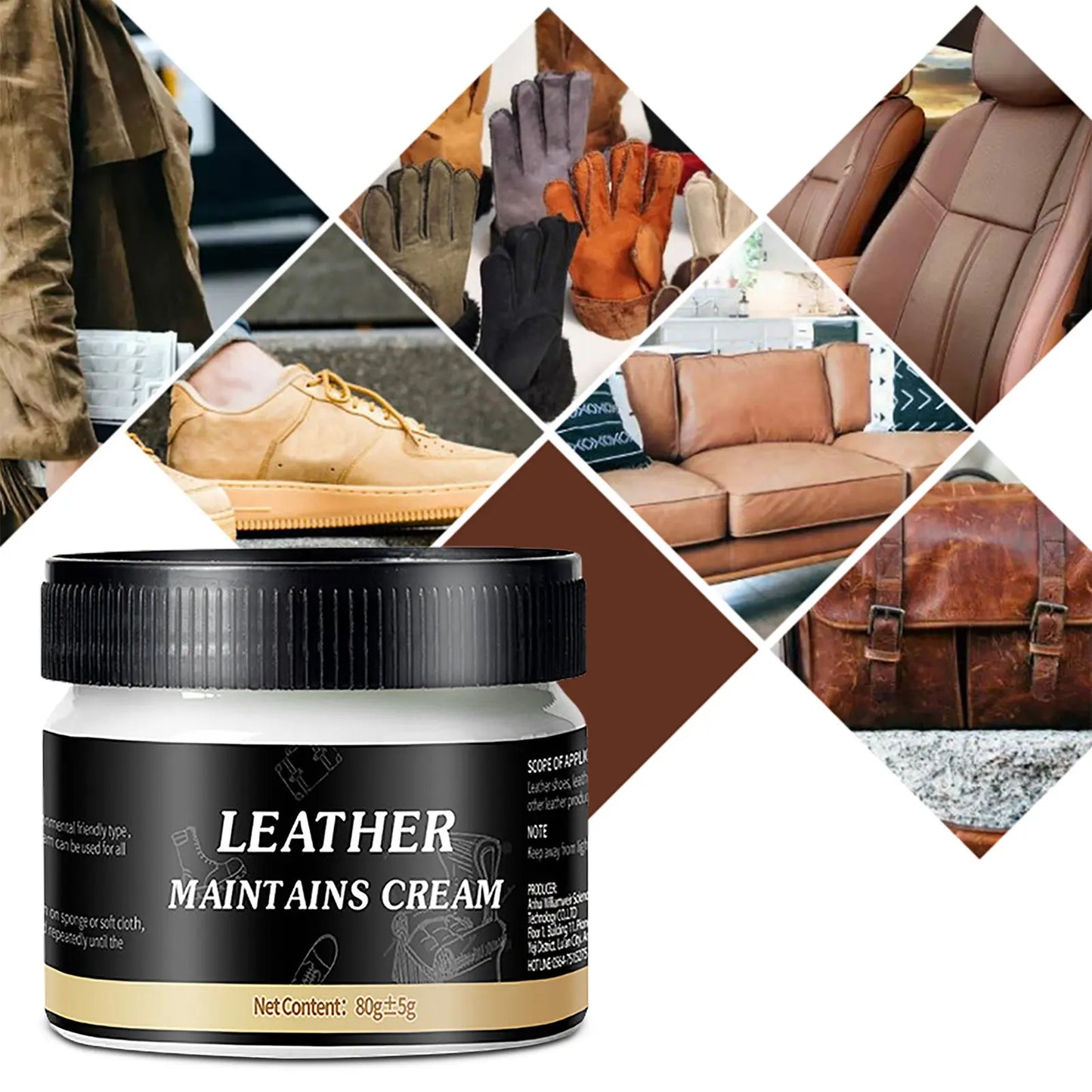 Leather Cream Leather Conditioner for Leather Pant Bag Shoes Furniture Car Seats Polishing Nourishment Care Leather Maintenance
