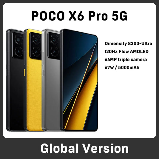 POCO X6 Pro Global Version Smartphone Dimensity 8300-Ultra 6.67" 1.5K Flow AMOLED DotDisplay 64MP 67W 5G NFC