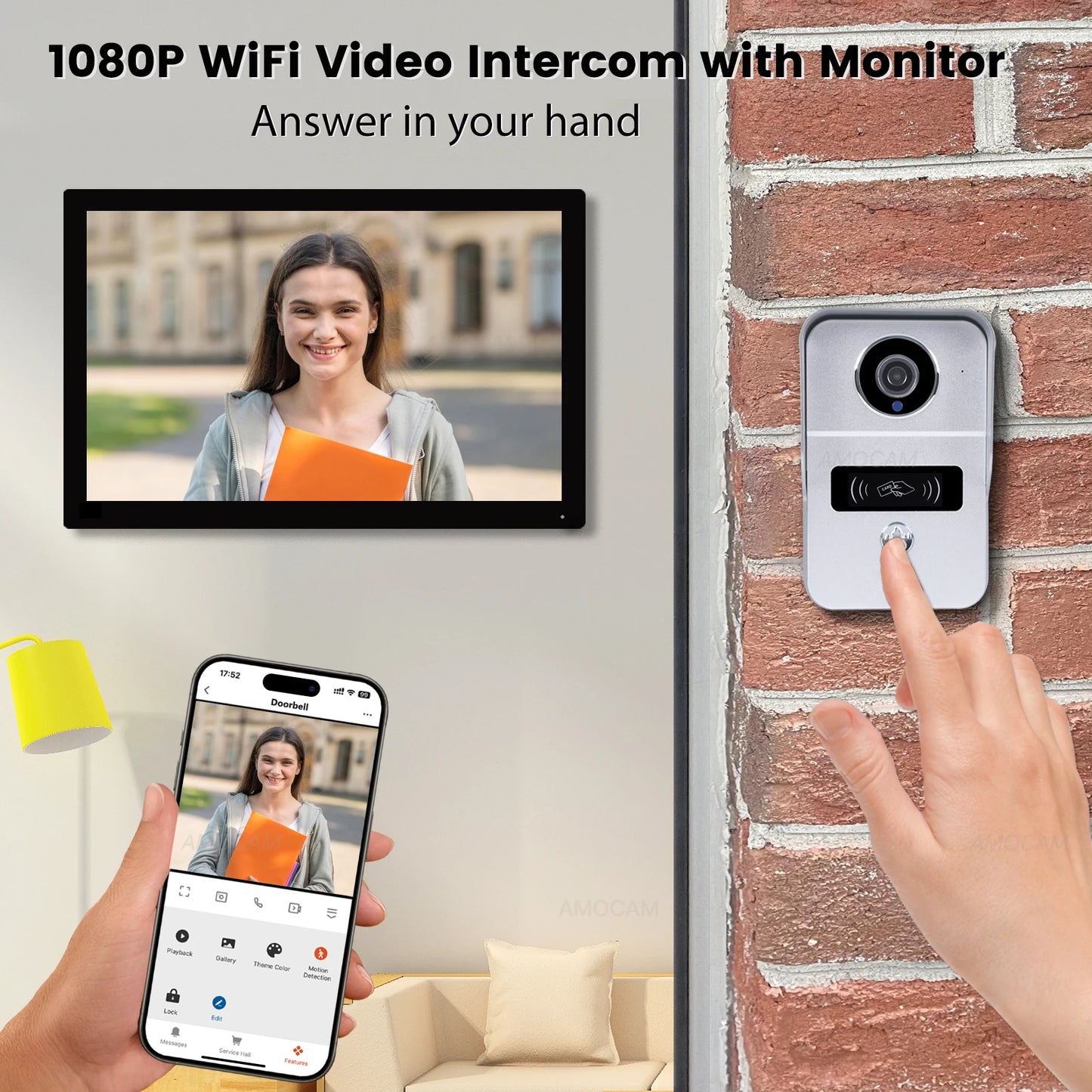 2 Wire Digital Video Intercom System 10.1 Inch Wireless WIFI Monitor 1080P Doorphone Camera Video Doorbell Card Tuya App Unlock