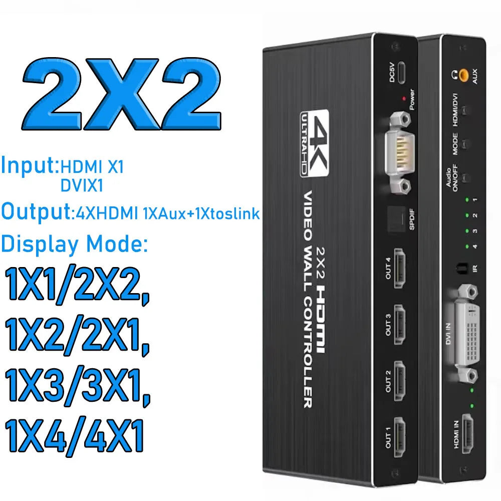 4K HDMI Video Wall Controller 3X3/2X3/2X2 Video Wall Processor HDMI Multi Video Screen Processor Splicer HDMI Wall Display