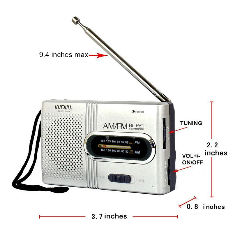 NEW Portable Mini Radio Handheld Dual Band AM FM Music Player Speaker with Telescopic Antenna Outdoor Radio Stereo