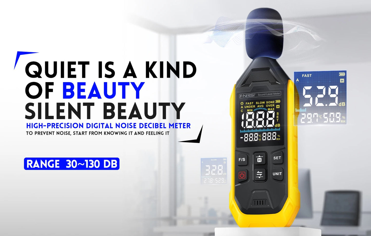 FNIRSI FDM01 Noise Measuring Instrument Sound Level Meter Digital Handheld DB Meter 30~130dB Audio Measuring Instrument