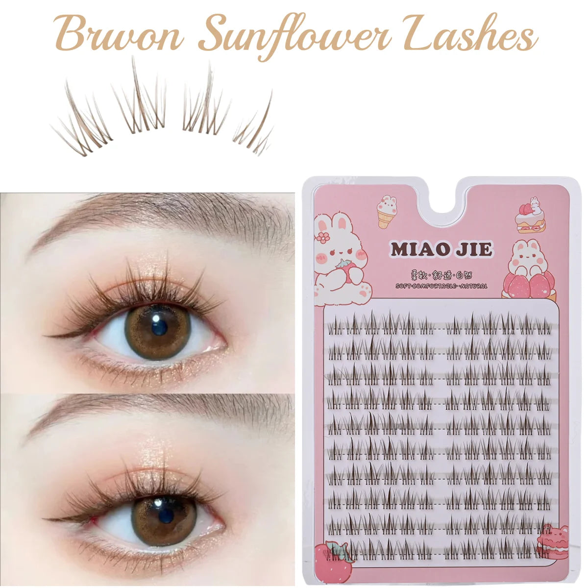 MIAOJIE Fashion Sunflower False Eyelashes Natural Simulation Fairy Cos Mink Eyelashes Extension Diy Makeup Individual Segmented