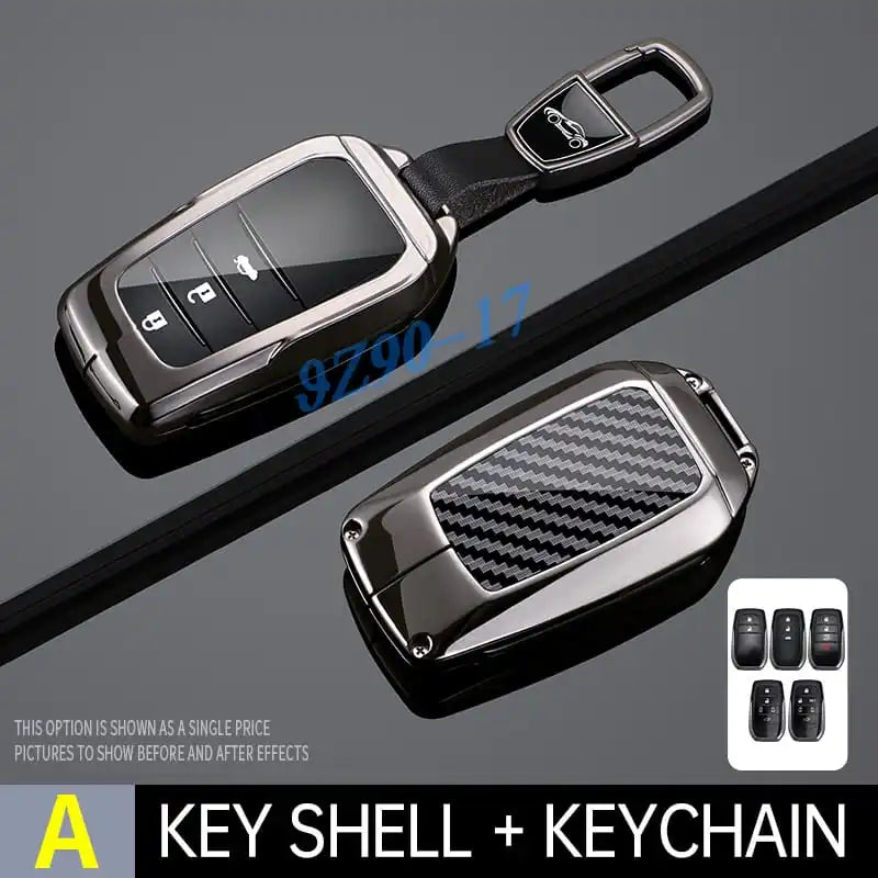 Metal Carbon Fiber Car Key Fob Case Cover Keychain For Toyota Corolla Cross Yaris Sienna Venza Harrier Hilux Tundra Mirai Land