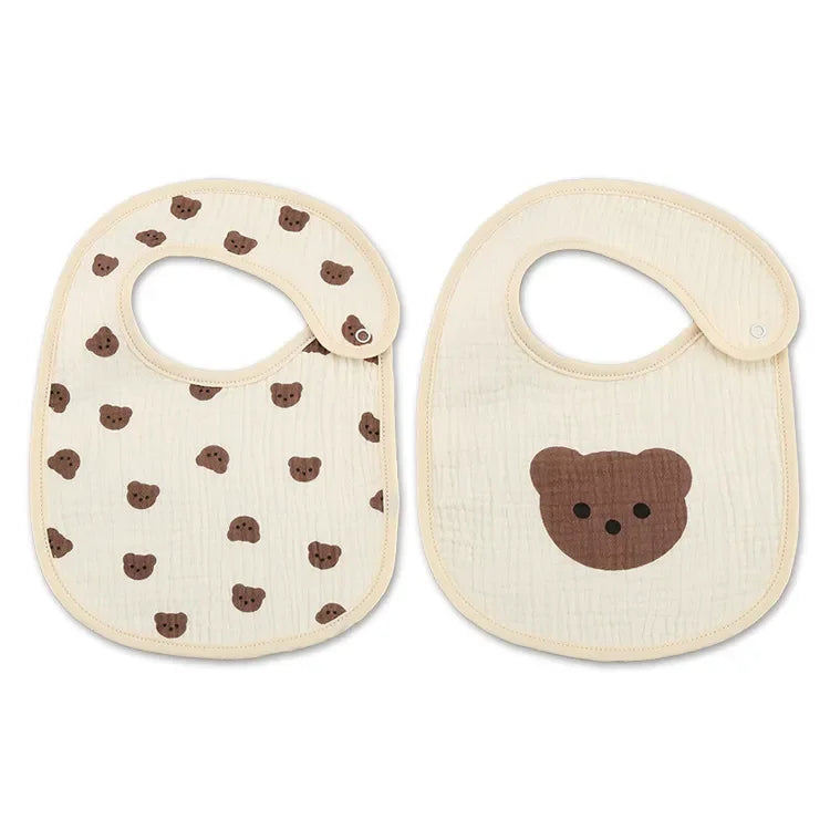 2pcs/set Waterproof Baby Bibs Cotton Infant Feeding Bib Newborn Burp Cloths Bandana for Kids Boys Girls Soft Saliva Towel