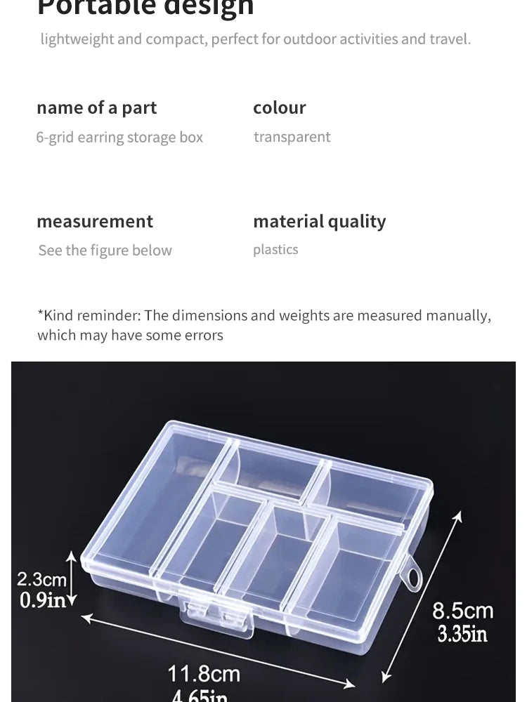 Jewellery Storage Box Transparent Double Buckle Earring and Ring Storage Box Nail Drill Accessories Storage Organiser
