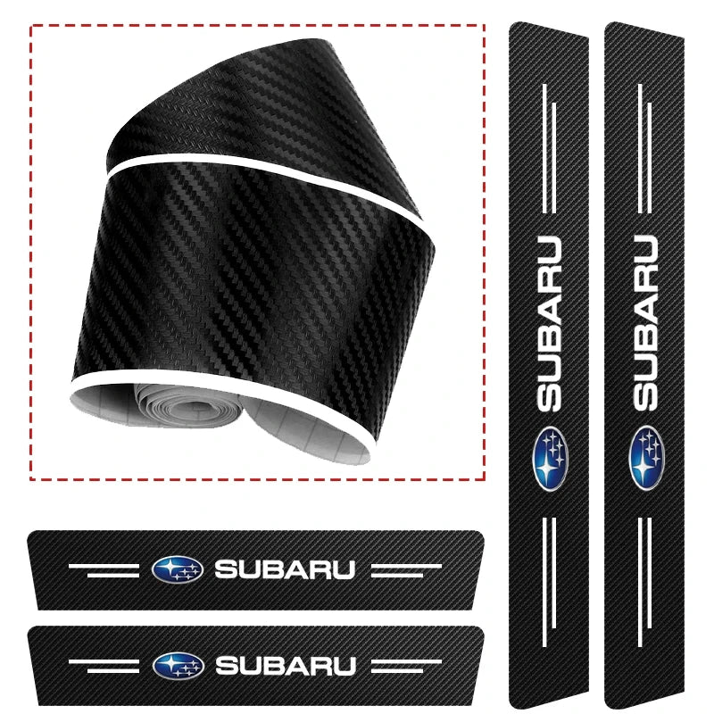 1/4/5Pcs Car Door Sill Scuff Plate Decor Carbon Fiber Stickers For Subaru Crosstrek Legacy Forester Outback Impreza Levorg Smart