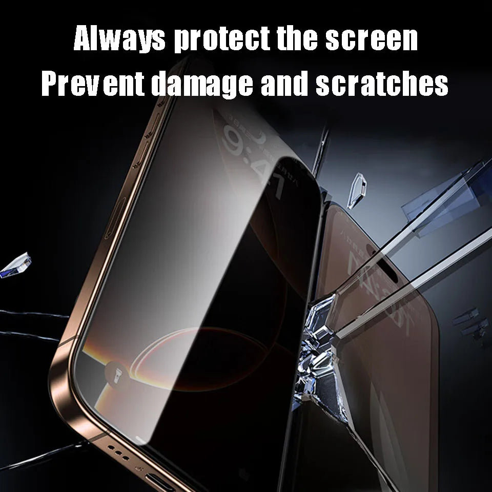 2/4Pcs Anti-Spy Tempered Glass For iPhone 16 15 14 13 12 11 Pro XS Max Screen Protector For iPhone X XR Full Cover Privacy Glass