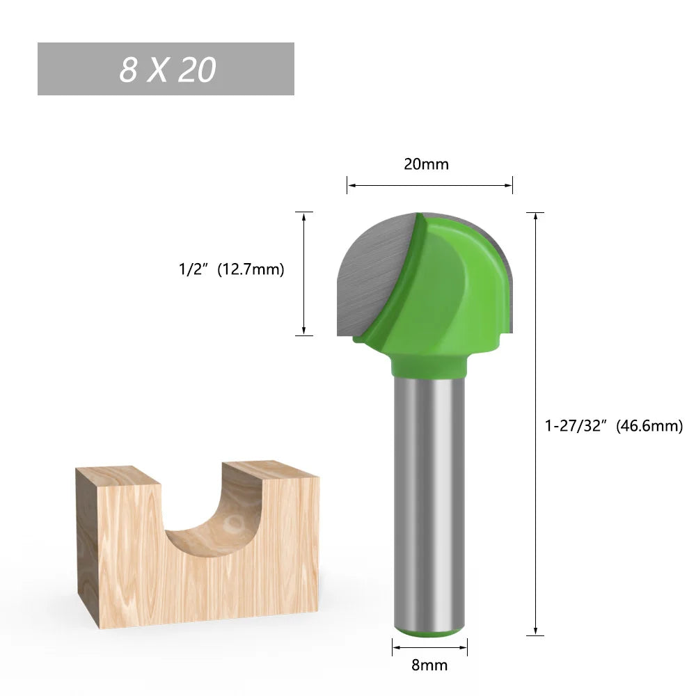 Round Bottom Over Nose Router Bit CNC 6mm Router Bit Set Carbide Ball End Mill 6mm 8mm for Wood Woodworking