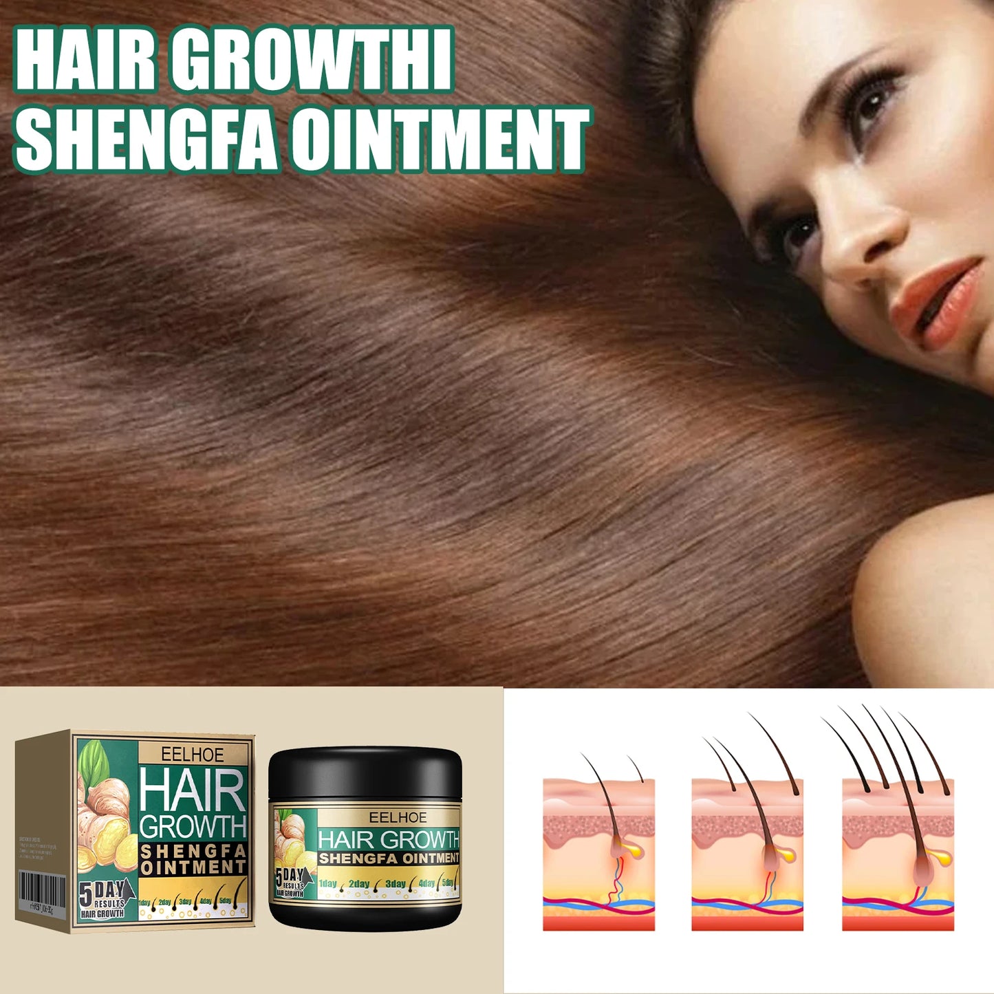 EELHOE Ginger Dense Hair Cream To Promote Hair Growth Relieving Hair Loss Scalp Massage Stimulate Hair Follicle Smoothing Care