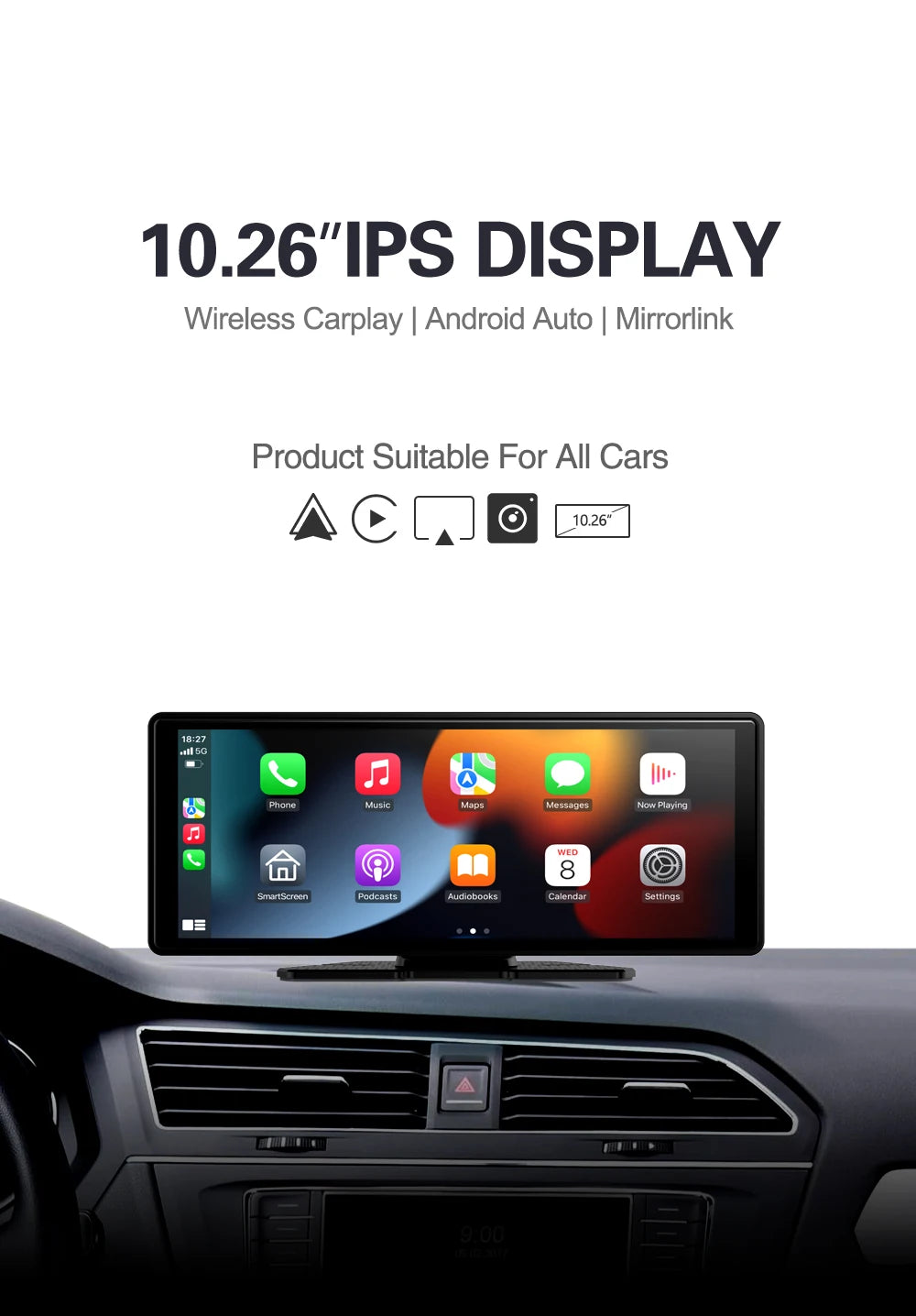 XUDA Universal 10.26 Inch Car Radio Multimedia WIFI Video Player Wireless Carplay & Android Auto for Apple Or Android MP5 Player