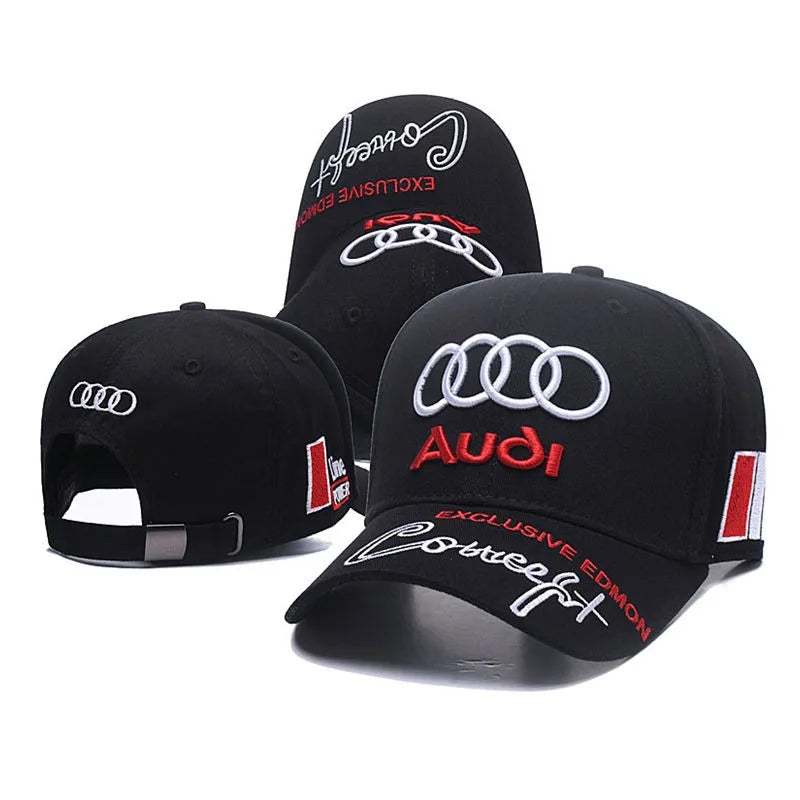 Car Embroidery Hat  For Audi SLine A4 B8 A3 A5 A6 C5 A1 A7 A8 Q5Q7 RS3 RS4 RS5 TT Outdoor Adjustable Casual Baseball Cap Sticker