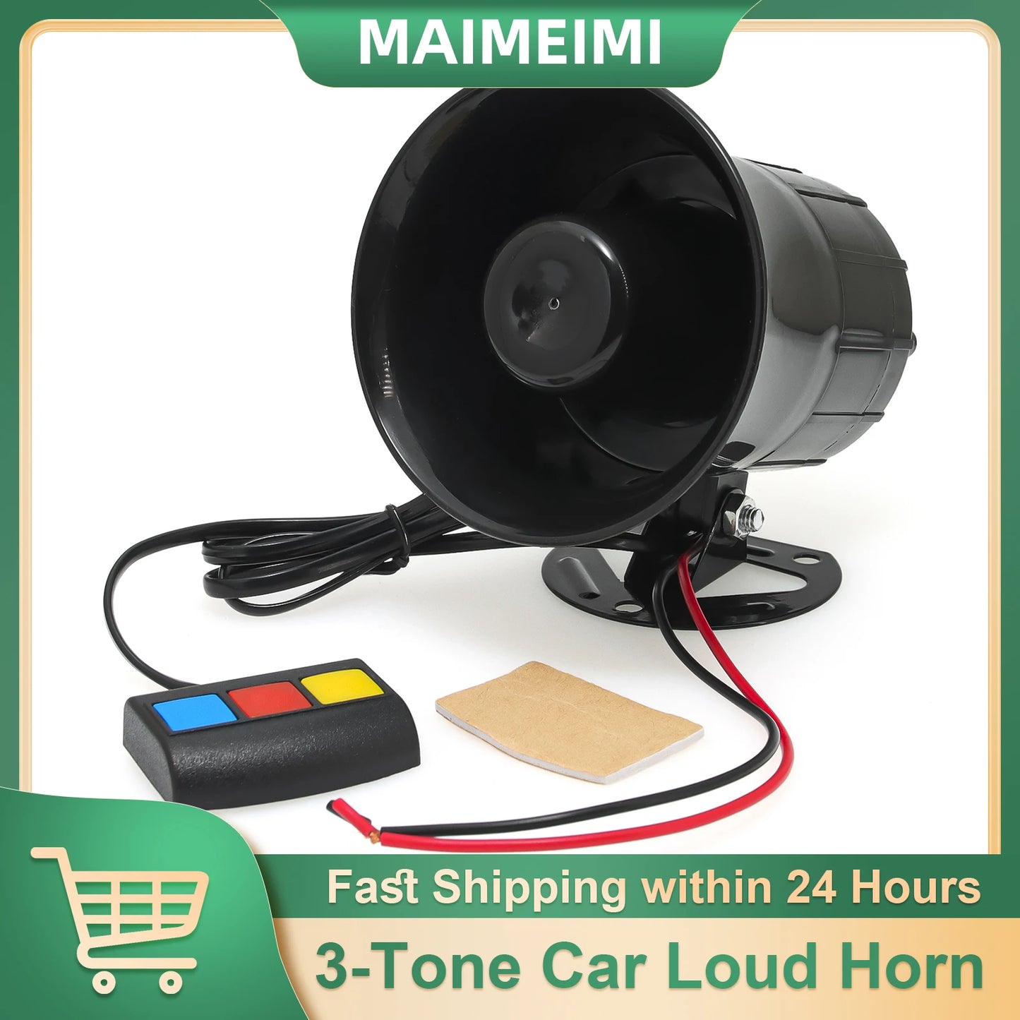 Universal 3-Tone Sounds Siren Horn Car Loud Horn 110dB Sound Motorcycle Warning Alarm Police Fire Siren Speaker Outdoor 20W